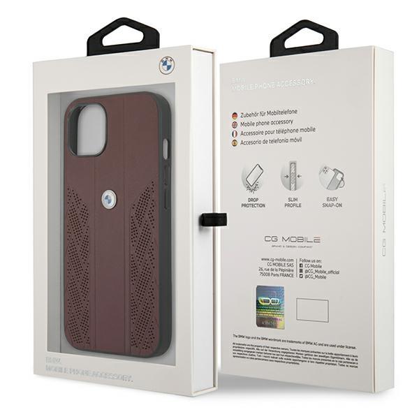 BMW - BMW Skal iPhone 13 mini Läder Curve Perforate - Röd
