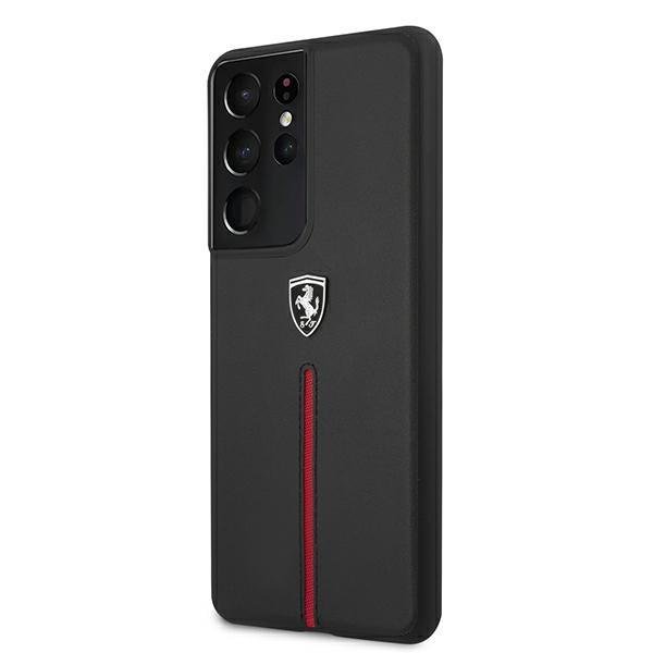 UTGÅTT - Ferrari Skal Galaxy S21 Ultra Off Track Leather Nylon Stripe - Svart