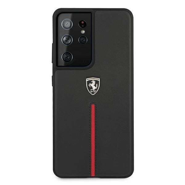 UTGÅTT - Ferrari Skal Galaxy S21 Ultra Off Track Leather Nylon Stripe - Svart