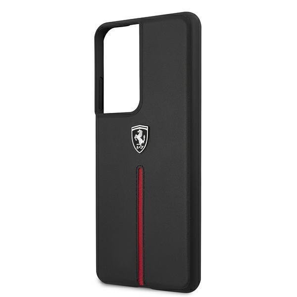 UTGÅTT - Ferrari Skal Galaxy S21 Ultra Off Track Leather Nylon Stripe - Svart