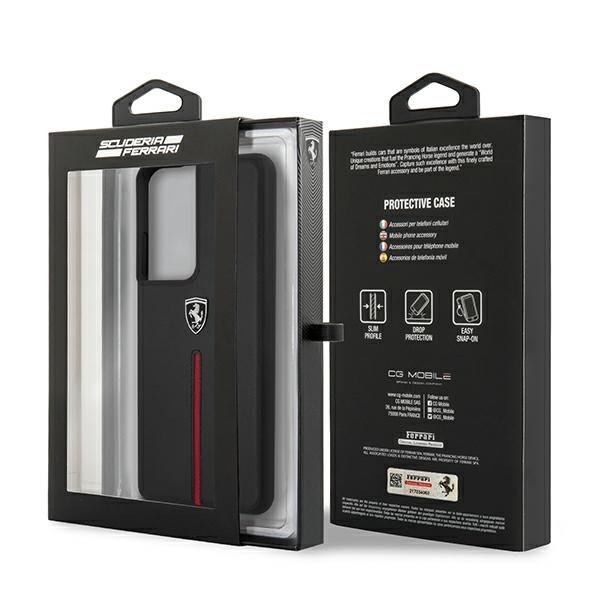 UTGÅTT - Ferrari Skal Galaxy S21 Ultra Off Track Leather Nylon Stripe - Svart