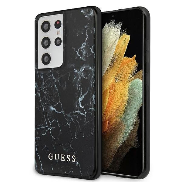 Guess - GUESS Skal Samsung Galaxy S21 Ultra Marble - Svart