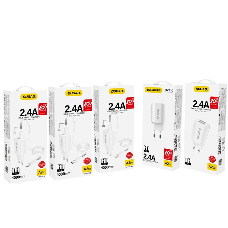 Dudao - Dudao Väggladdare USB EU + Lightning cable - Vit