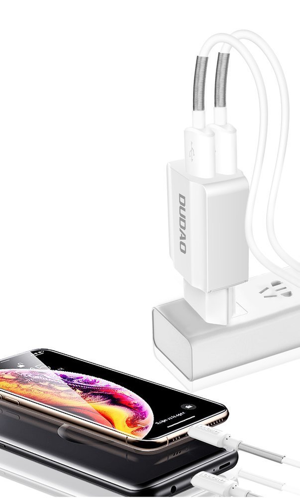 Dudao - Dudao Väggladdare USB EU + Lightning cable - Vit