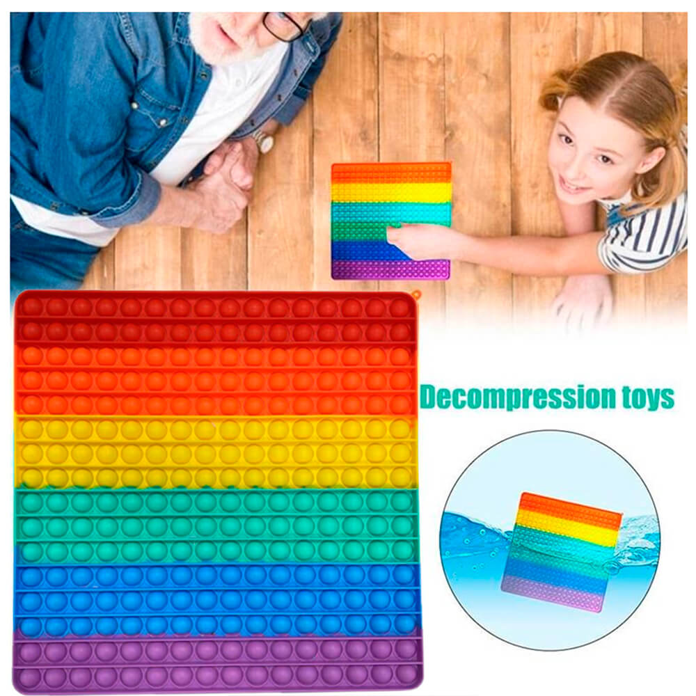 A-One Brand - MEGA Square Pop it Fidget, leksak, Stress Relief Toy - Flerfärgad