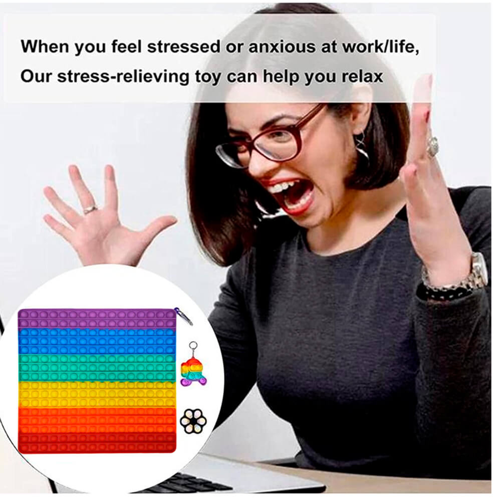 A-One Brand - MEGA Square Pop it Fidget, leksak, Stress Relief Toy - Flerfärgad