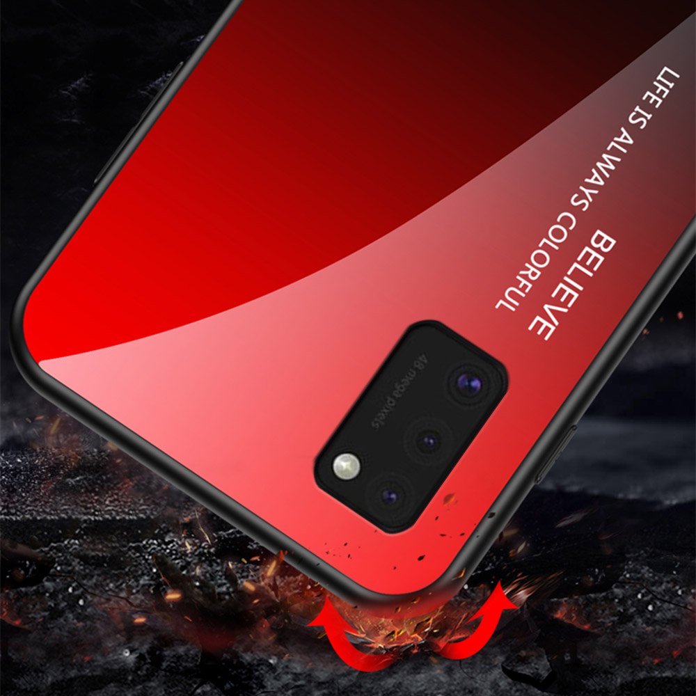 Gradient Härdat Glas Skal Galaxy A41 - Svart / Röd