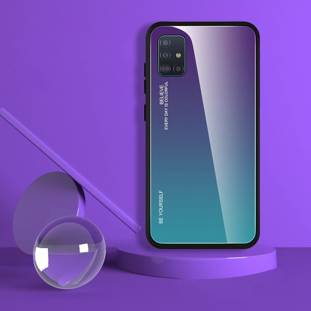 Gradient Härdat Glas Skal Galaxy A51 - Grön / Lila