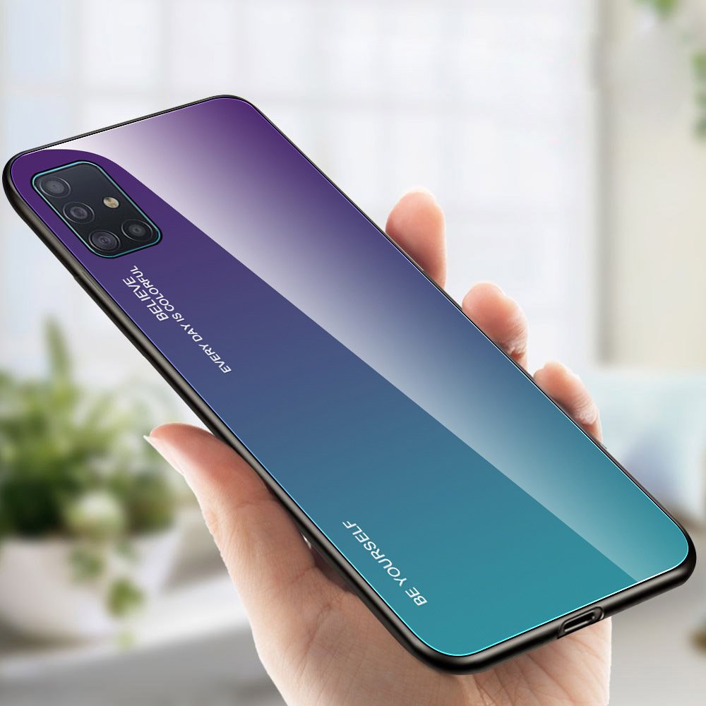 Gradient Härdat Glas Skal Galaxy A51 - Grön / Lila
