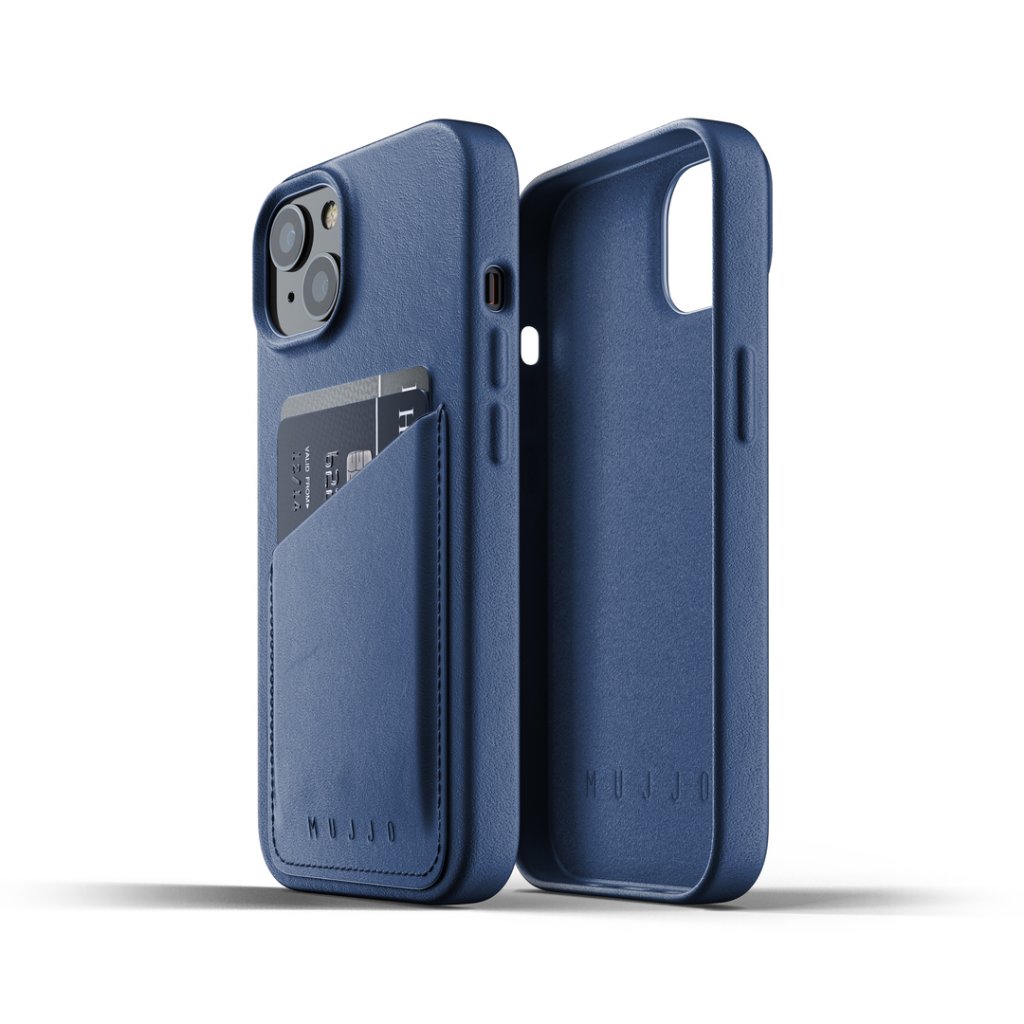 UTGÅTT - Mujjo Full Läder Plånboksfodral iPhone 13 - Monacoblå