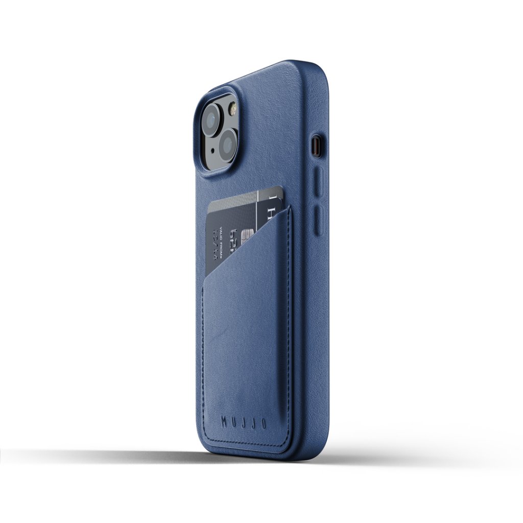 UTGÅTT - Mujjo Full Läder Plånboksfodral iPhone 13 - Monacoblå
