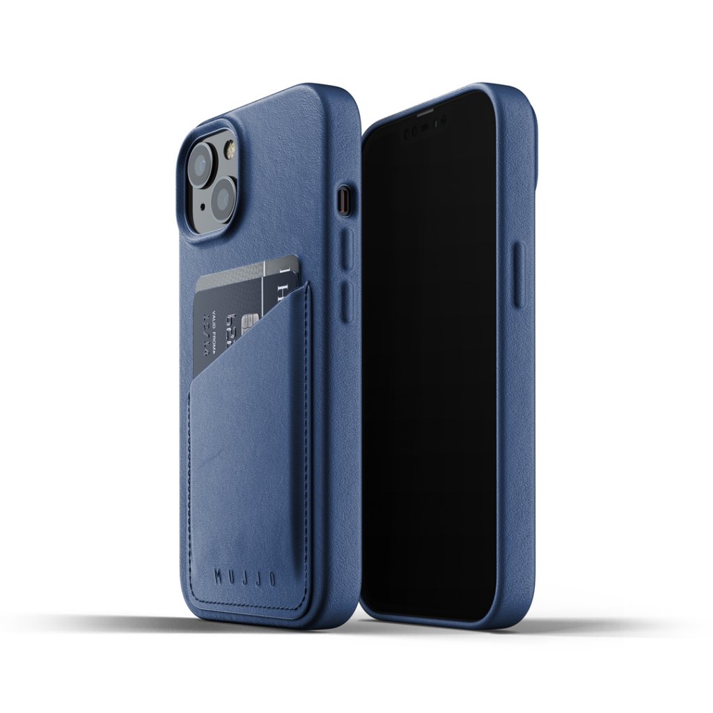 UTGÅTT - Mujjo Full Läder Plånboksfodral iPhone 13 - Monacoblå
