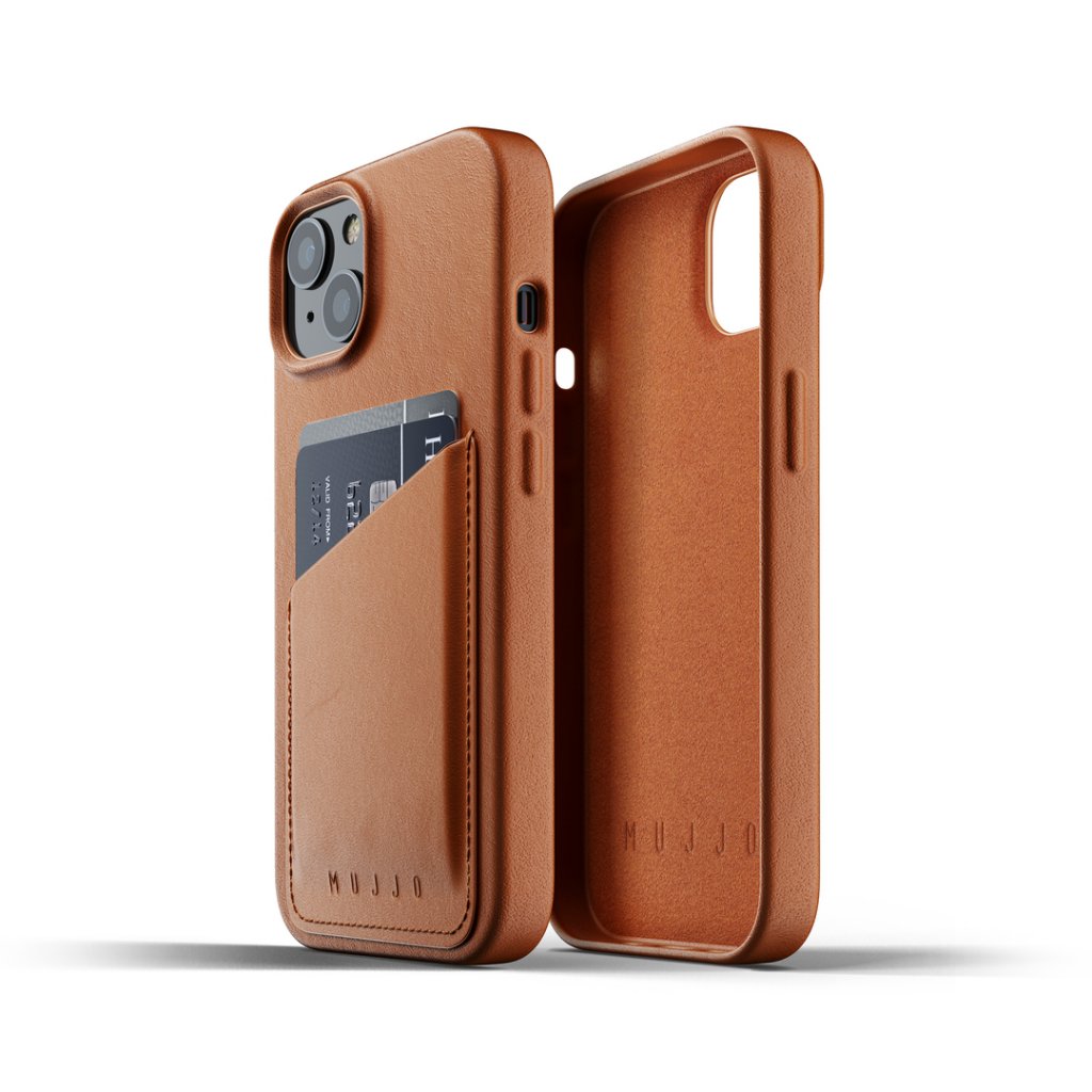 UTGÅTT - Mujjo Full Läder Plånboksfodral iPhone 13 - Tan