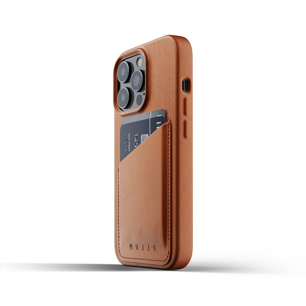 Mujjo - Mujjo Full Läder Plånboksfodral iPhone 13 Pro - Tan