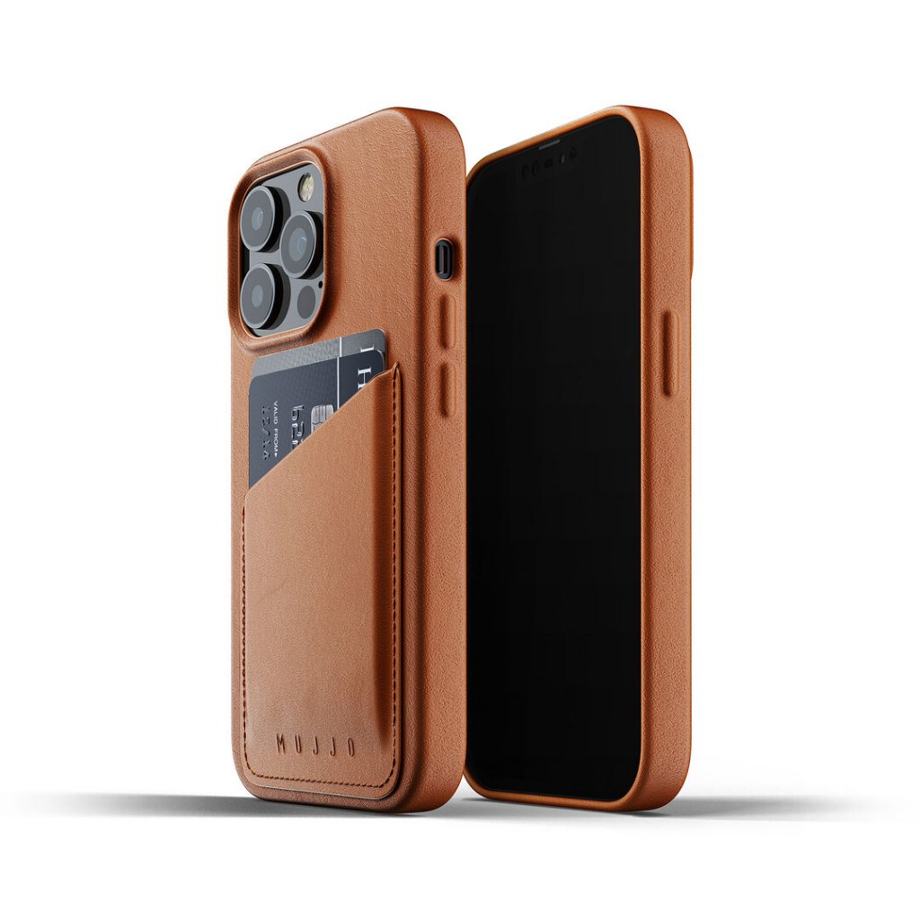 Mujjo - Mujjo Full Läder Plånboksfodral iPhone 13 Pro - Tan