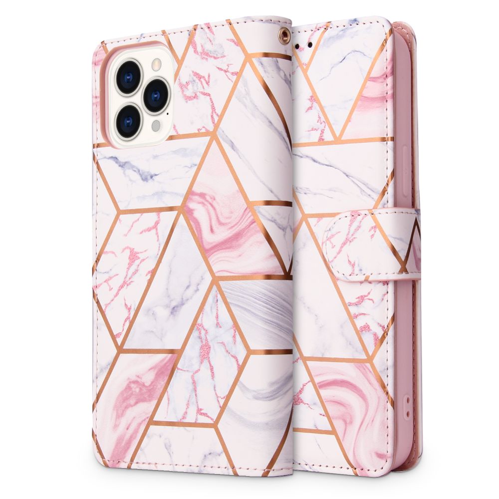 UTGÅTT - Tech-Protect Marble Plånboksfodral iPhone 13 Pro - Rosa
