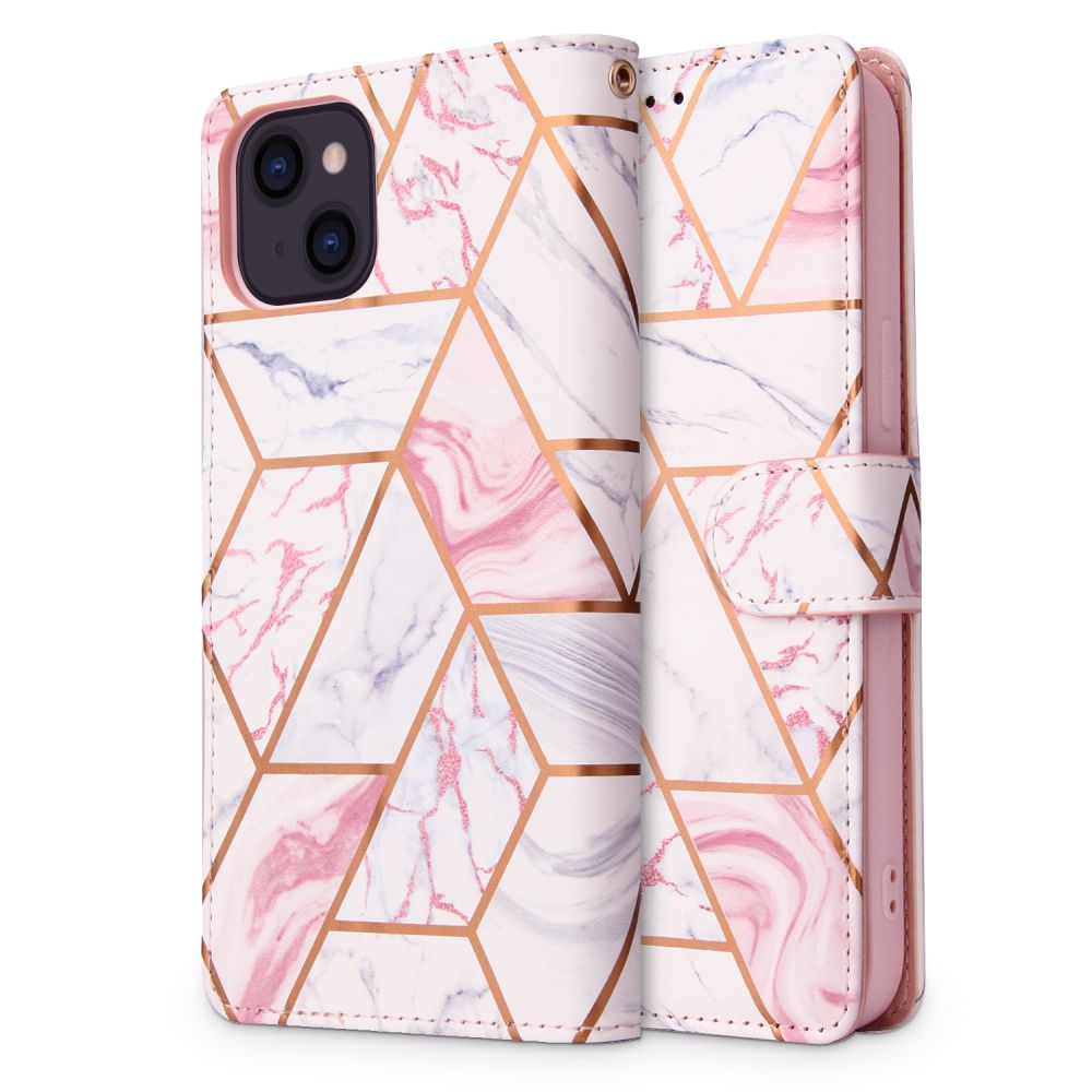 Tech-Protect Tech-Protect Marble Plånboksfodral iPhone 13 - Rosa 