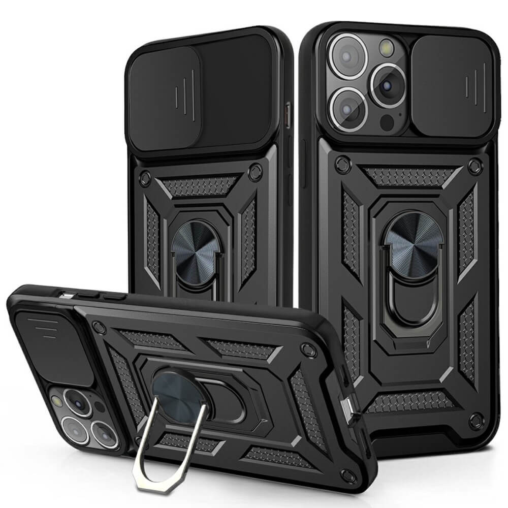 A-One Brand - Camshield Mobilskal med Ringhållare iPhone 13 Pro Max - Svart