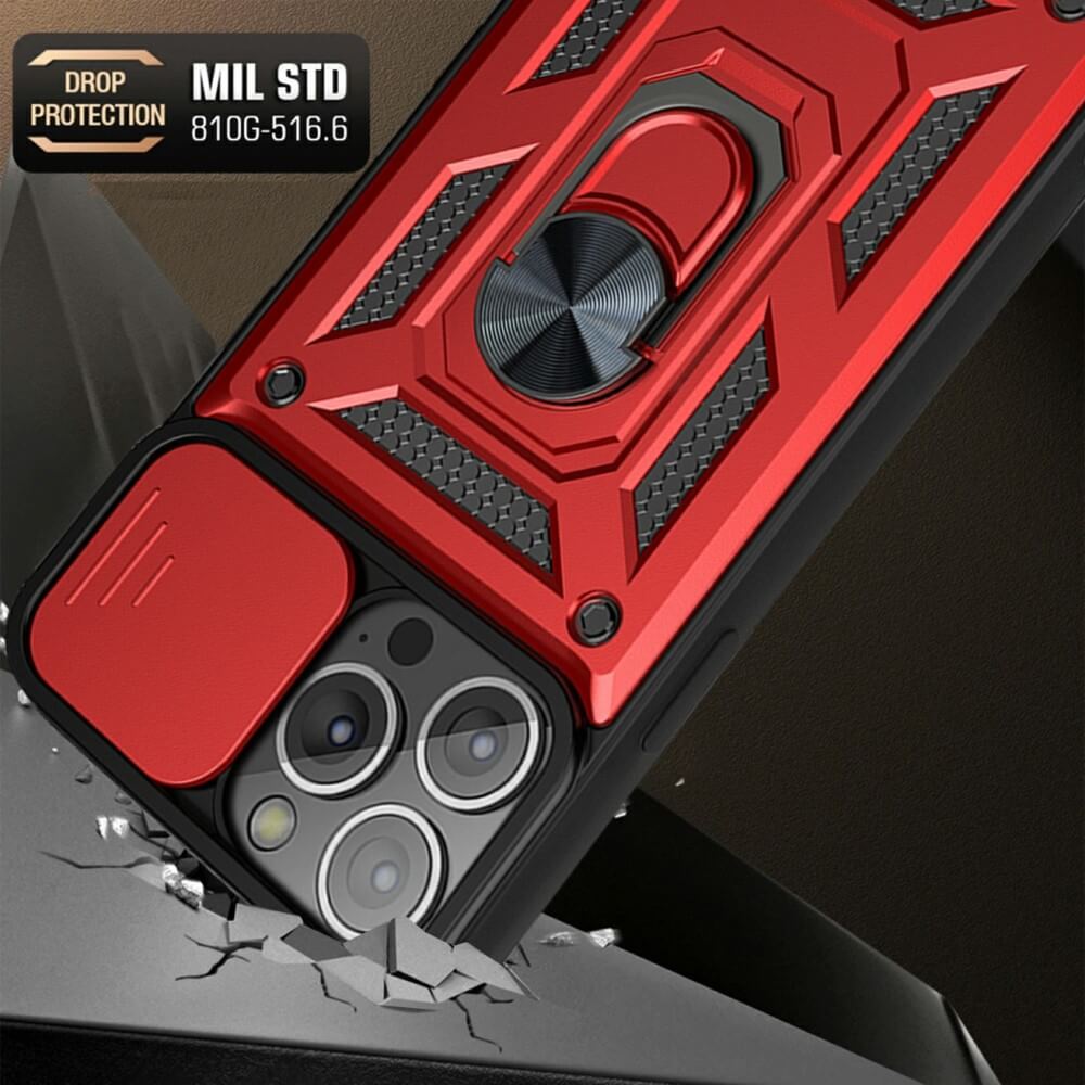 A-One Brand - Camshield Mobilskal med Ringhållare iPhone 13 Pro Max - Svart
