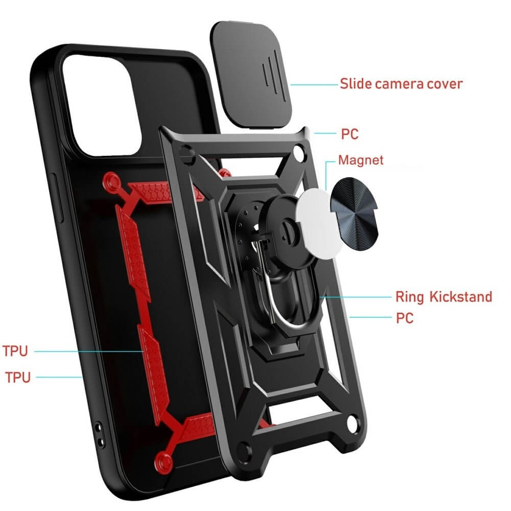 A-One Brand - Camshield Mobilskal med Ringhållare iPhone 13 Pro - Svart