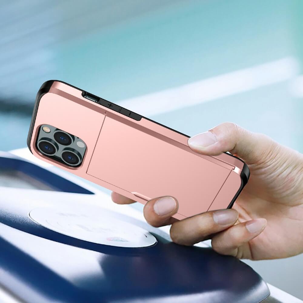 A-One Brand Hybrid Skal med Kortplats till iPhone 13 Mini - Roséguld 