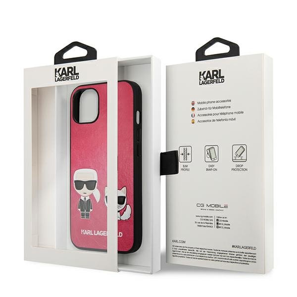 KARL LAGERFELD - Karl Lagerfeld iPhone 13 Mini Skal Ikonik Karl & Choupette - Fuchsia