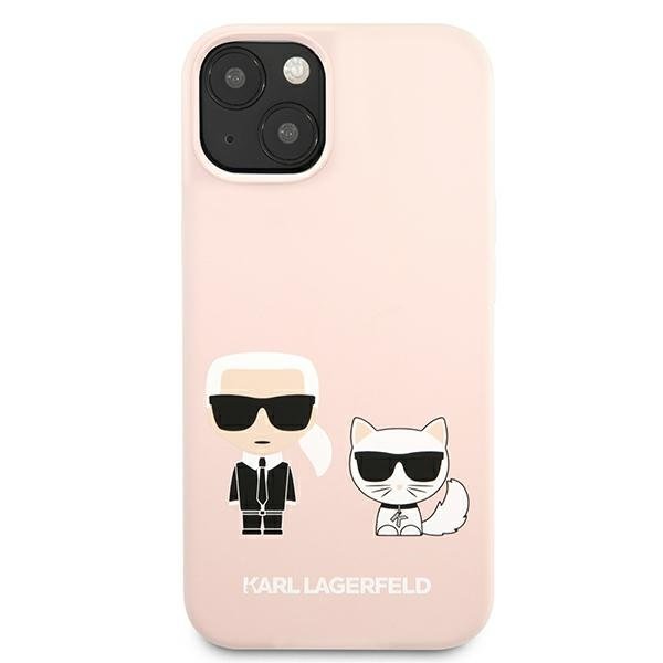 UTGATT1 - Karl Lagerfeld iPhone 13 Mini Skal Silikon Karl & Choupette - Ljus Rosa