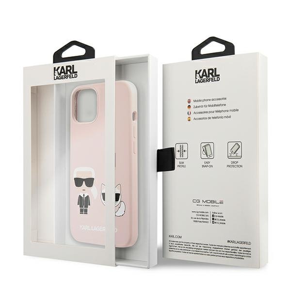 UTGATT1 - Karl Lagerfeld iPhone 13 Mini Skal Silikon Karl & Choupette - Ljus Rosa