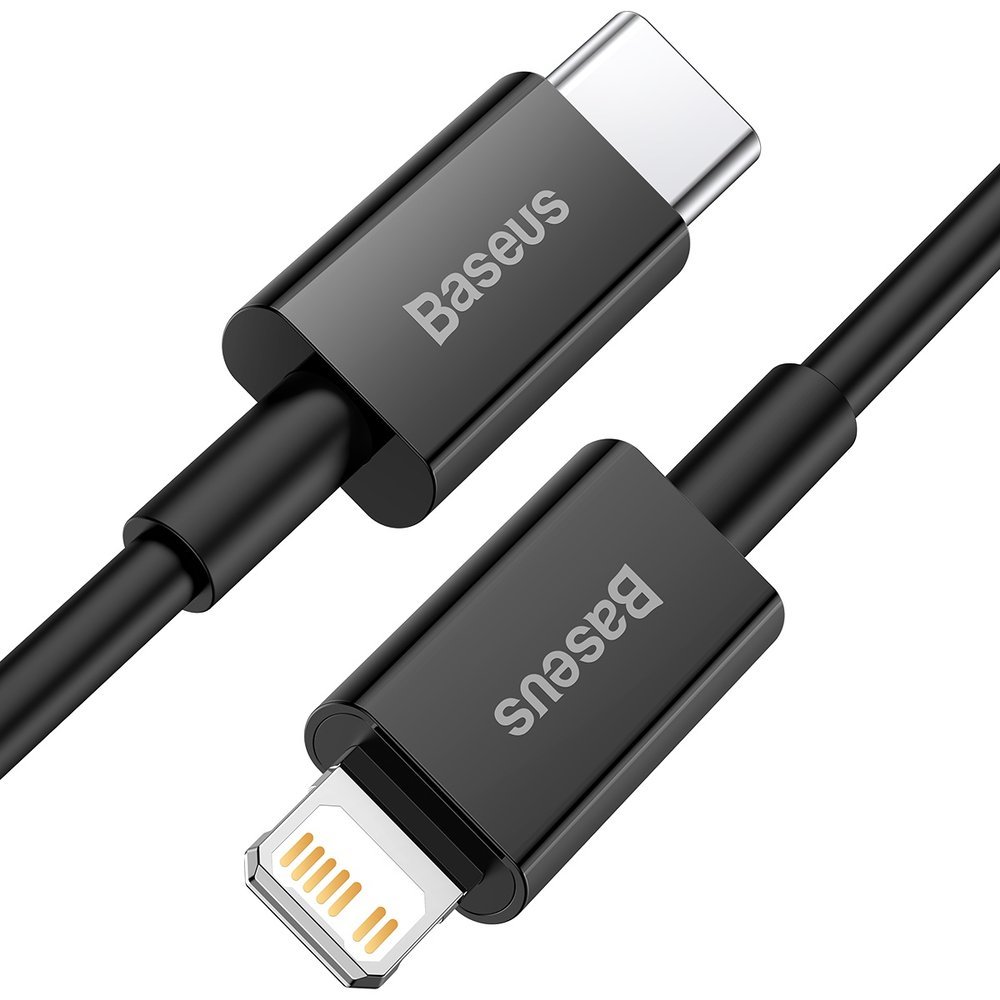 BASEUS - Baseus Fast Charging Lightning USB-C Kabel 1 m - Svart