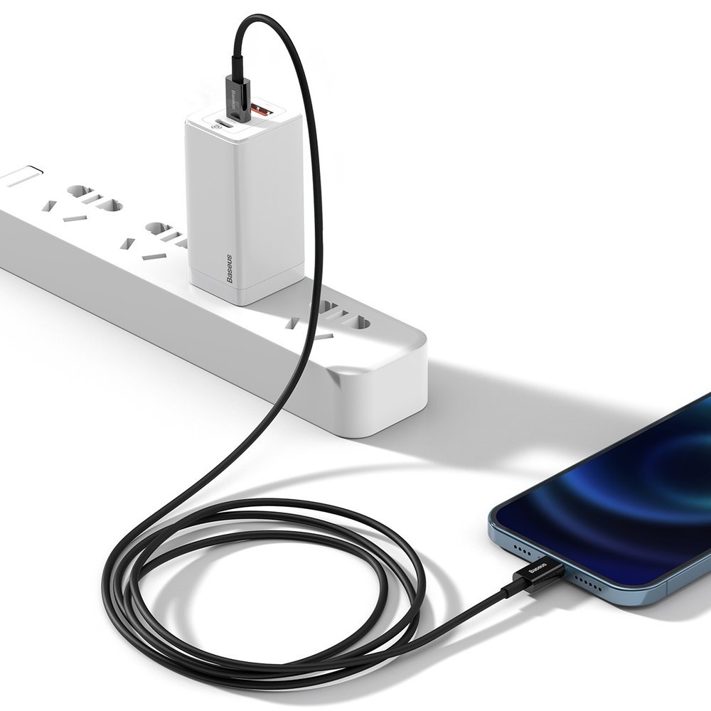 BASEUS - Baseus Fast Charging Lightning USB-C Kabel 1 m - Svart