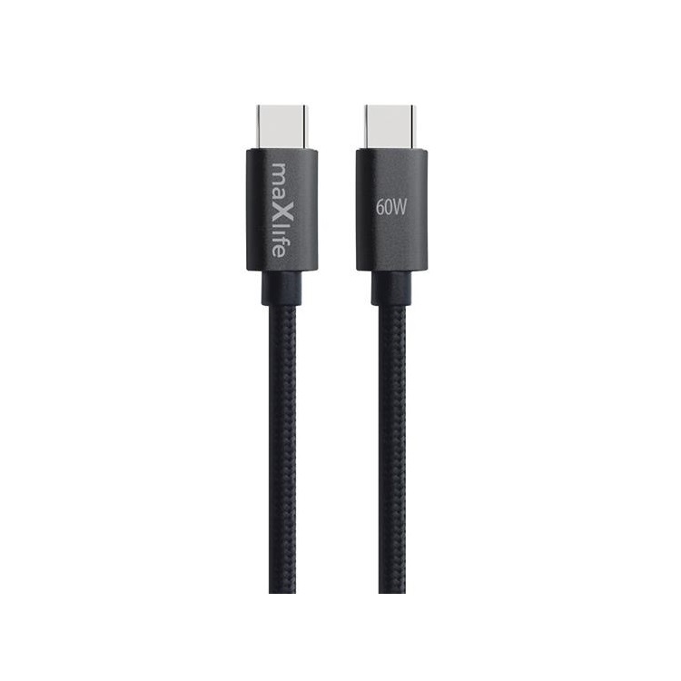 Maxlife USB-C - USB-C Kabel 1 m 60W - Svart