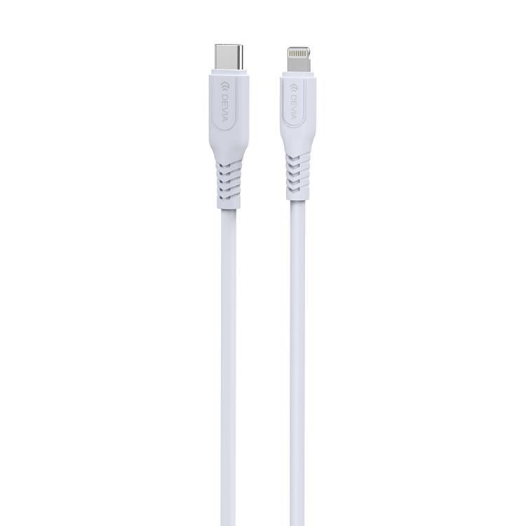 Devia USB-C/Lightning 1m Kabel 27W 3A PD GRS EC635 - Vit