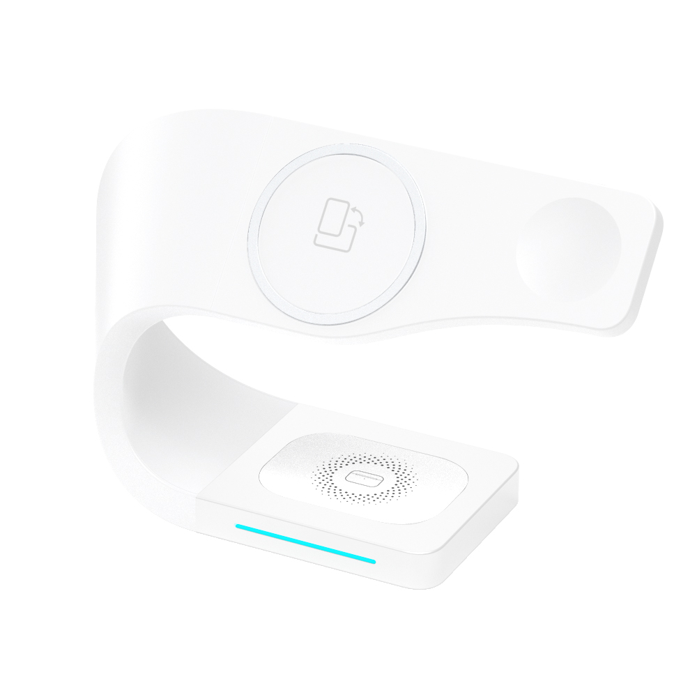 A-One Brand - [3in1] Magsafe Trdls laddare iPhone - Apple Watch - AirPods - Vit