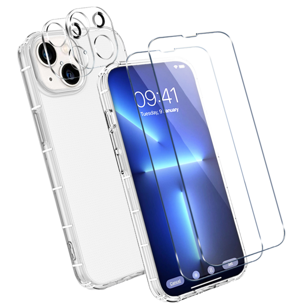 OEM - iPhone 13 [5-PACK] 1 X Skal - 2 X Linsskydd - 2 X Hrdat Glas