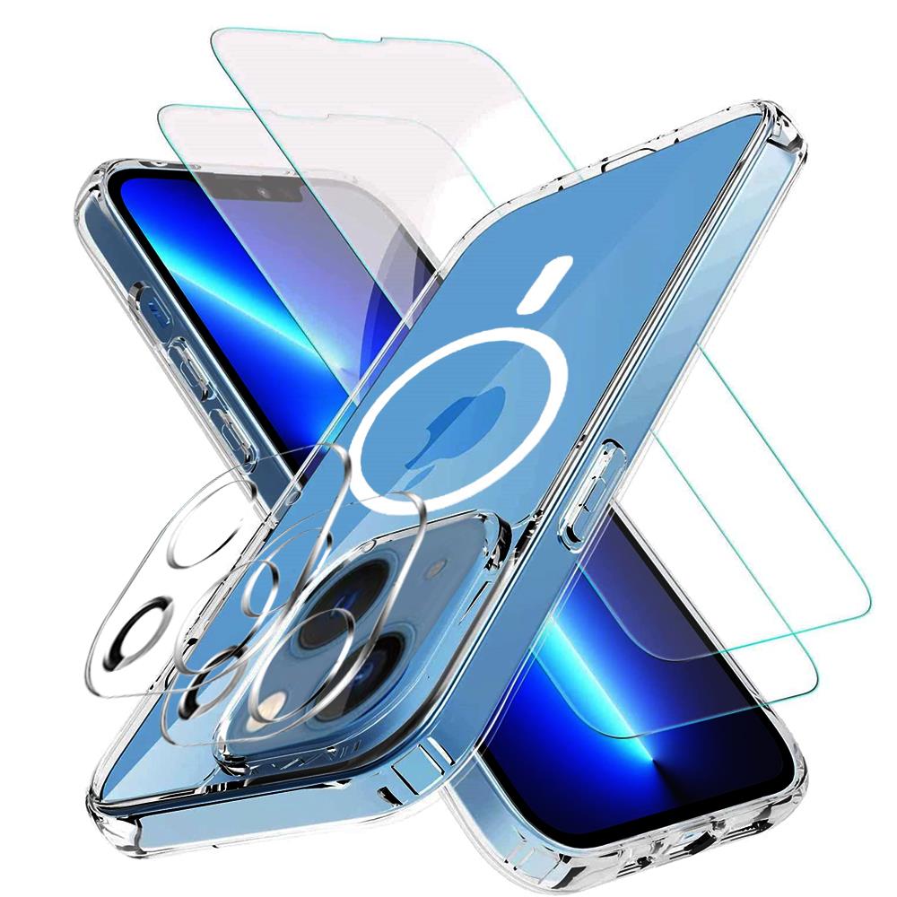 OEM iPhone 13 Mini [5-PACK] 1 X MagSafe Skal - 2 X Linsskydd - 2 X Härdat Glas 