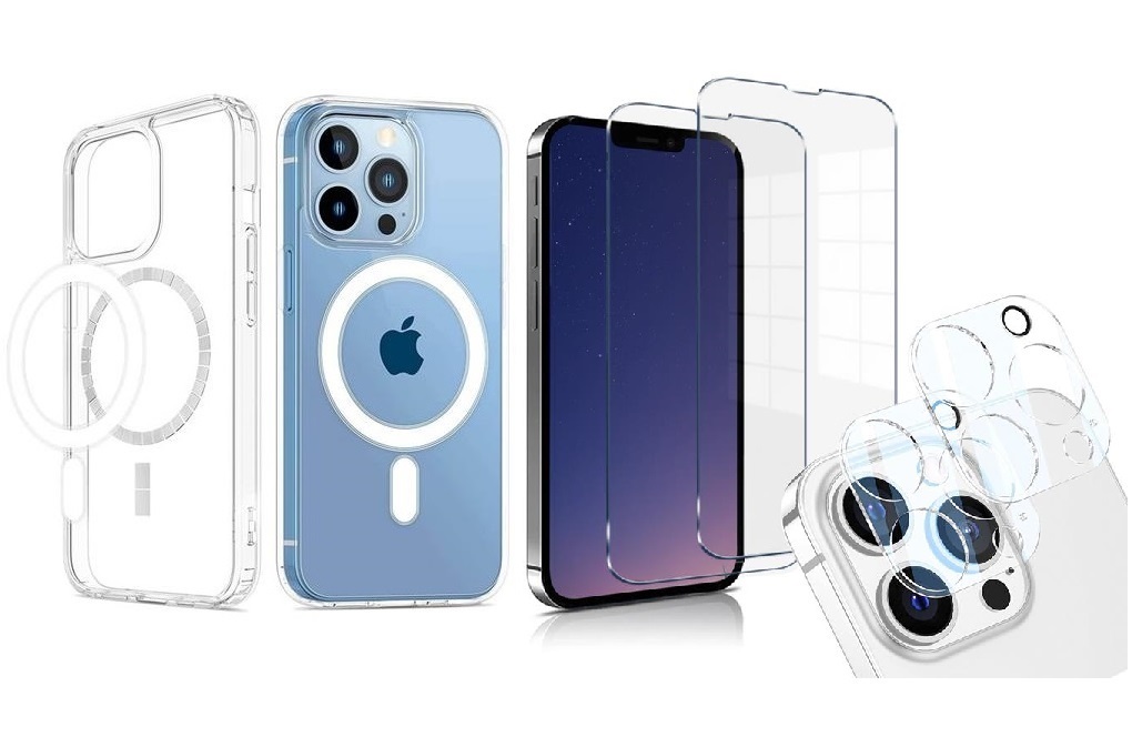OEM - iPhone 13 Pro Max [5-PACK] 1 X MagSafe Skal - 2 X Linsskydd - 2 X Hrdat Glas