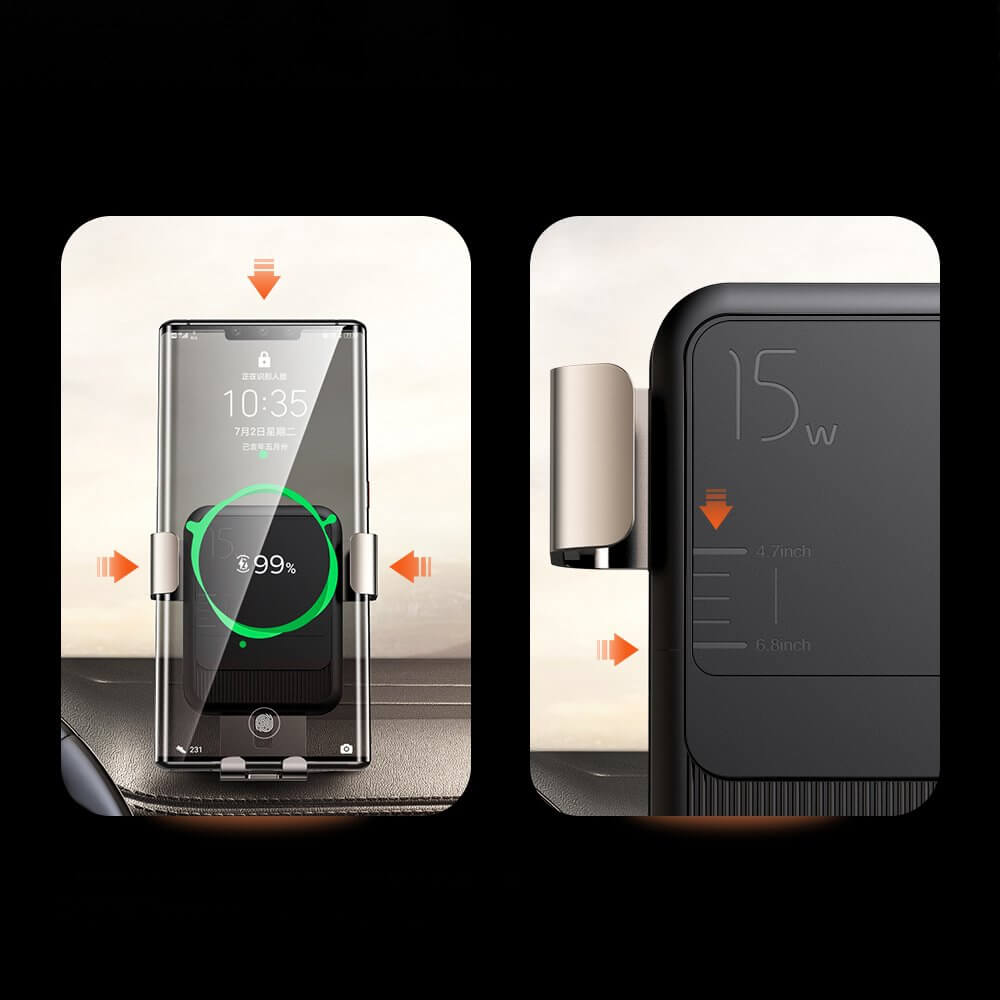 Joyroom - Joyroom Qi wireless 15 W car charger gravity phone holder Svart