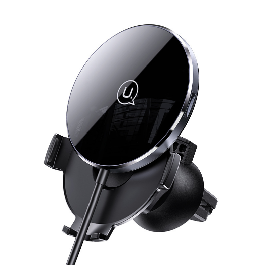 USAMS - USAMS 15W Magsafe Snap + Wireless Vent Mount - Svart