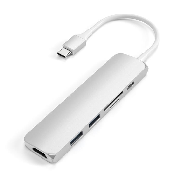 Satechi - Satechi USB-C Adapter med HDMI, USB 3.0 portar samt kortläsare - Silver