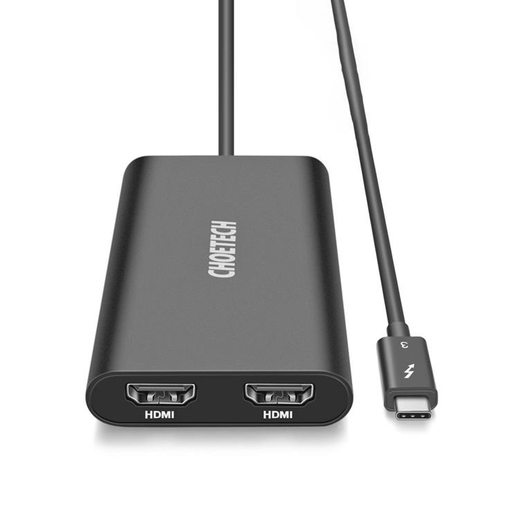 Choetech - Choetech Kontaktadapter USB-C 2x HDMI 2.0 4K 60Hz - Svart
