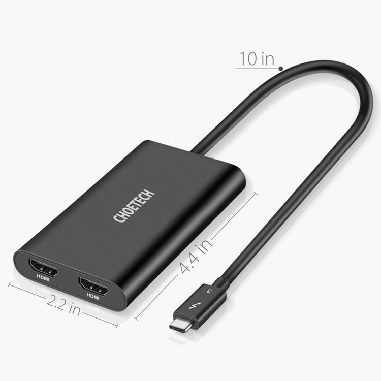 Choetech - Choetech Kontaktadapter USB-C 2x HDMI 2.0 4K 60Hz - Svart