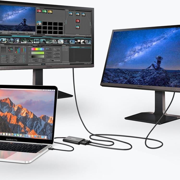 Choetech - Choetech Kontaktadapter USB-C 2x HDMI 2.0 4K 60Hz - Svart