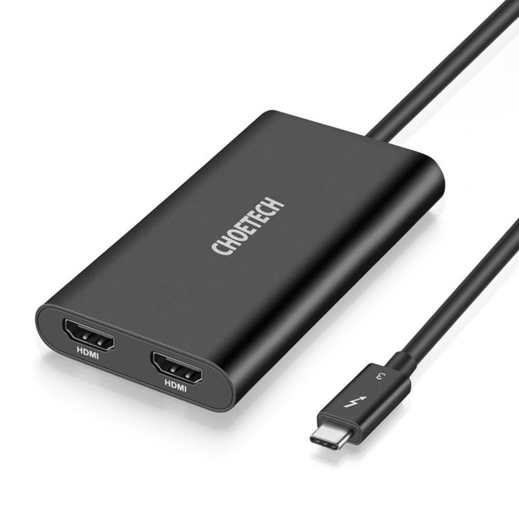 Choetech - Choetech Kontaktadapter USB-C 2x HDMI 2.0 4K 60Hz - Svart