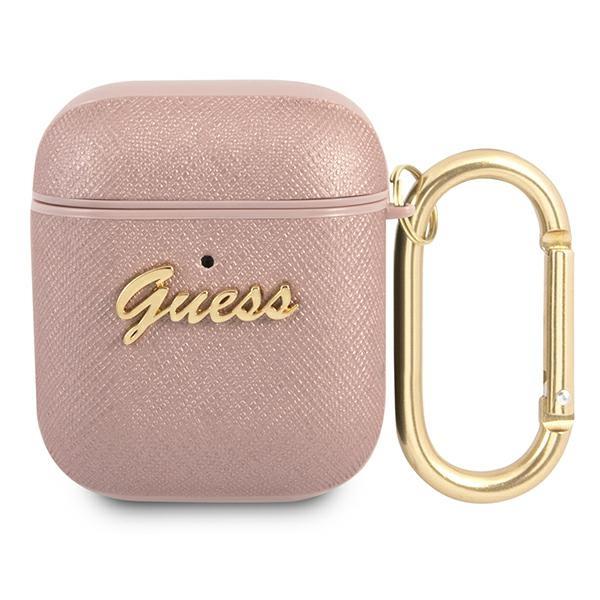 Guess Guess Saffiano Script Metal Collection Skal AirPods - Rosa 