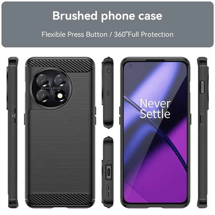 A-One Brand - OnePlus 11 5G Mobilskal Brushed Carbon Fiber - Svart