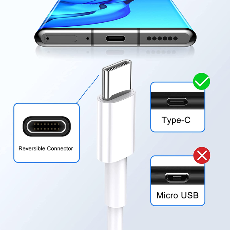 A-One Brand - USB-A till USB-C Kabel Snabbladdning 2M - Vit