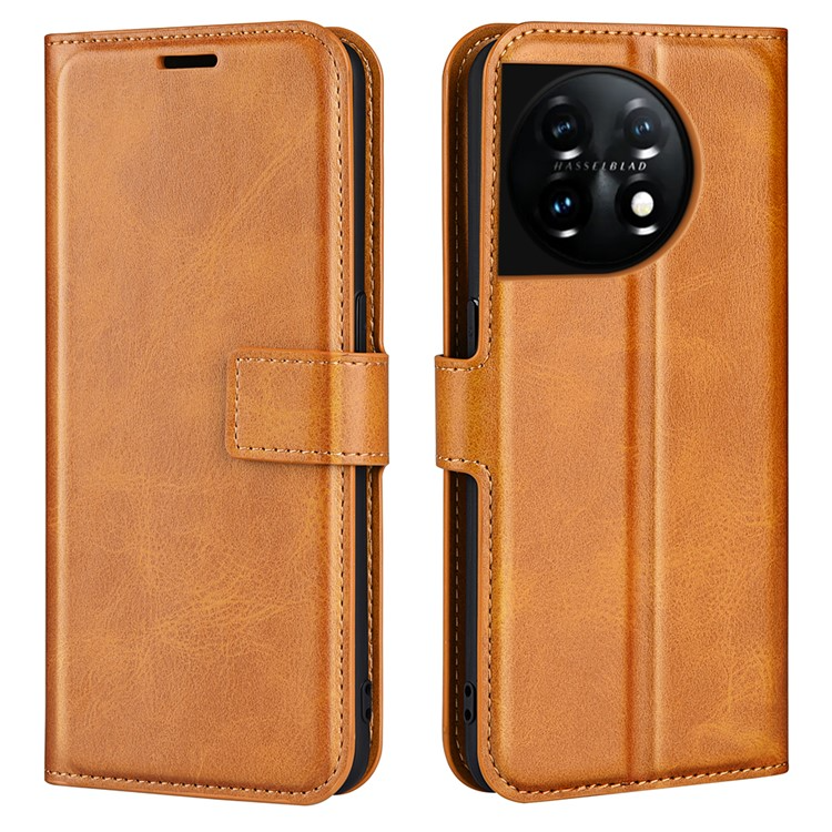 A-One Brand - OnePlus 11 5G Plånboksfodral Calf Texture Flip - Brun