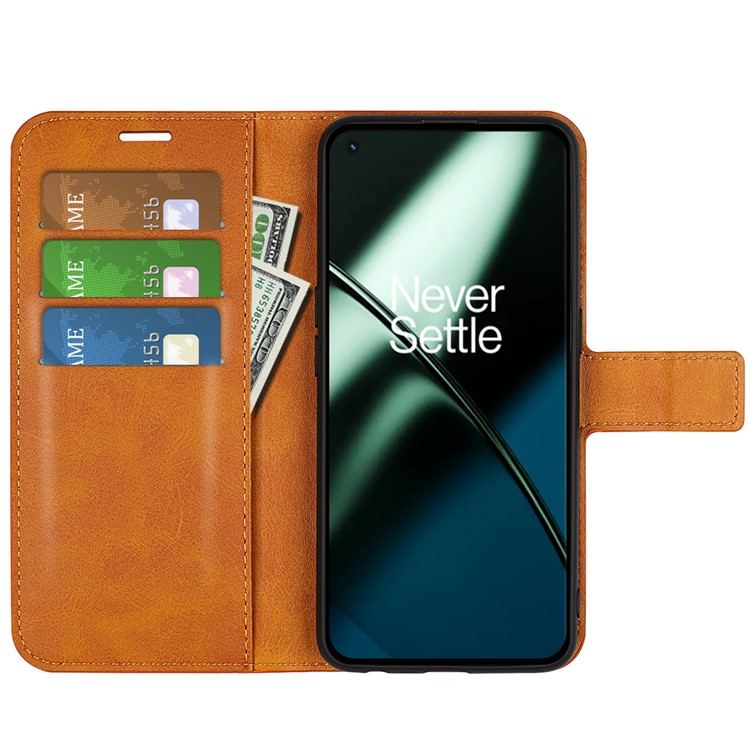 A-One Brand - OnePlus 11 5G Plånboksfodral Calf Texture Flip - Brun