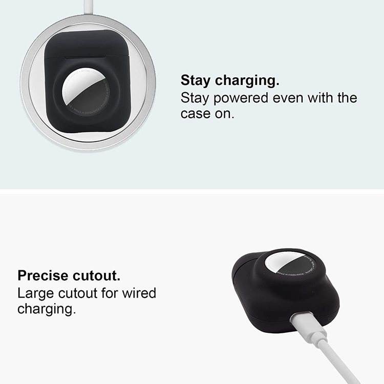 A-One Brand - Airpods Skal 2in1 Silicone Airtag Anti-Scratch - Svart
