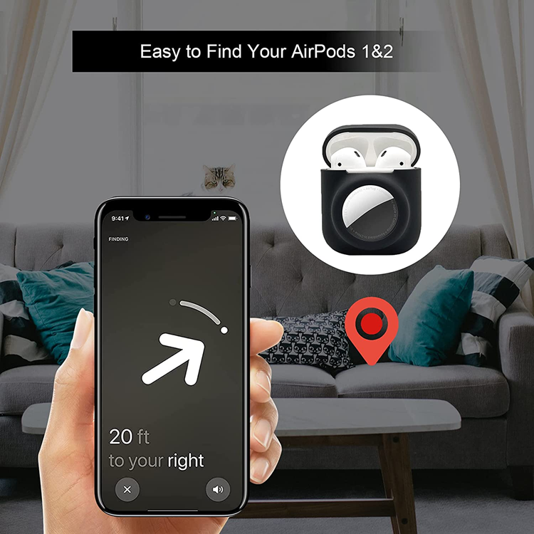 A-One Brand - Airpods Skal 2in1 Silicone Airtag Anti-Scratch - Svart